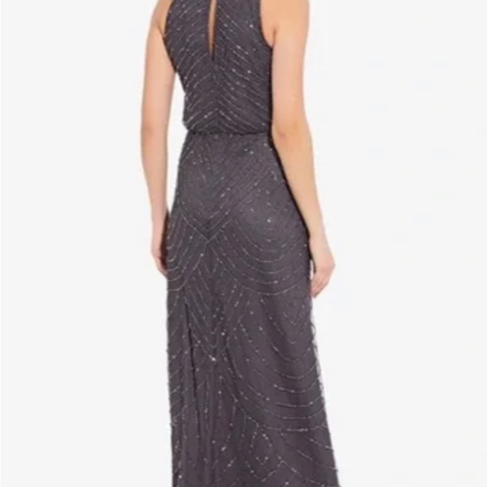 Adrianna Papell ART DECO BEADED BLOUSON WITH HALTER NECKLINE